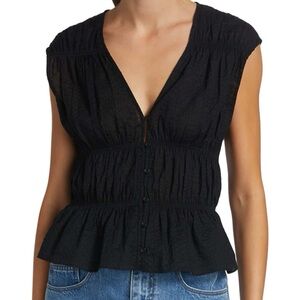 FRAME Black Sheer Sleeveless Blouse